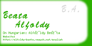 beata alfoldy business card
